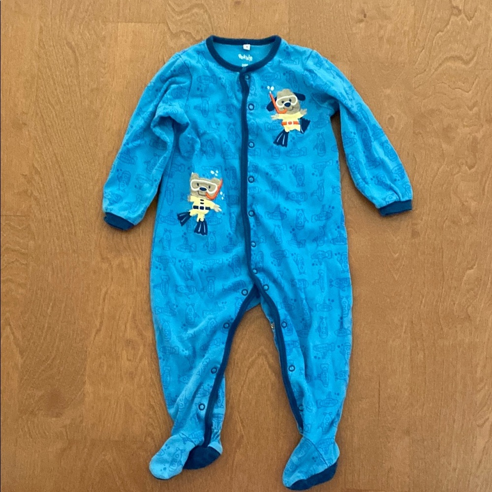 Vibrant Blue Cartoon Footie One Piece